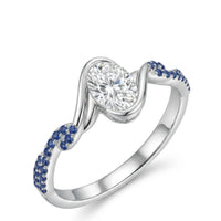 Aurora • Oval Moissanite Ring Oval Bezel in Platinum