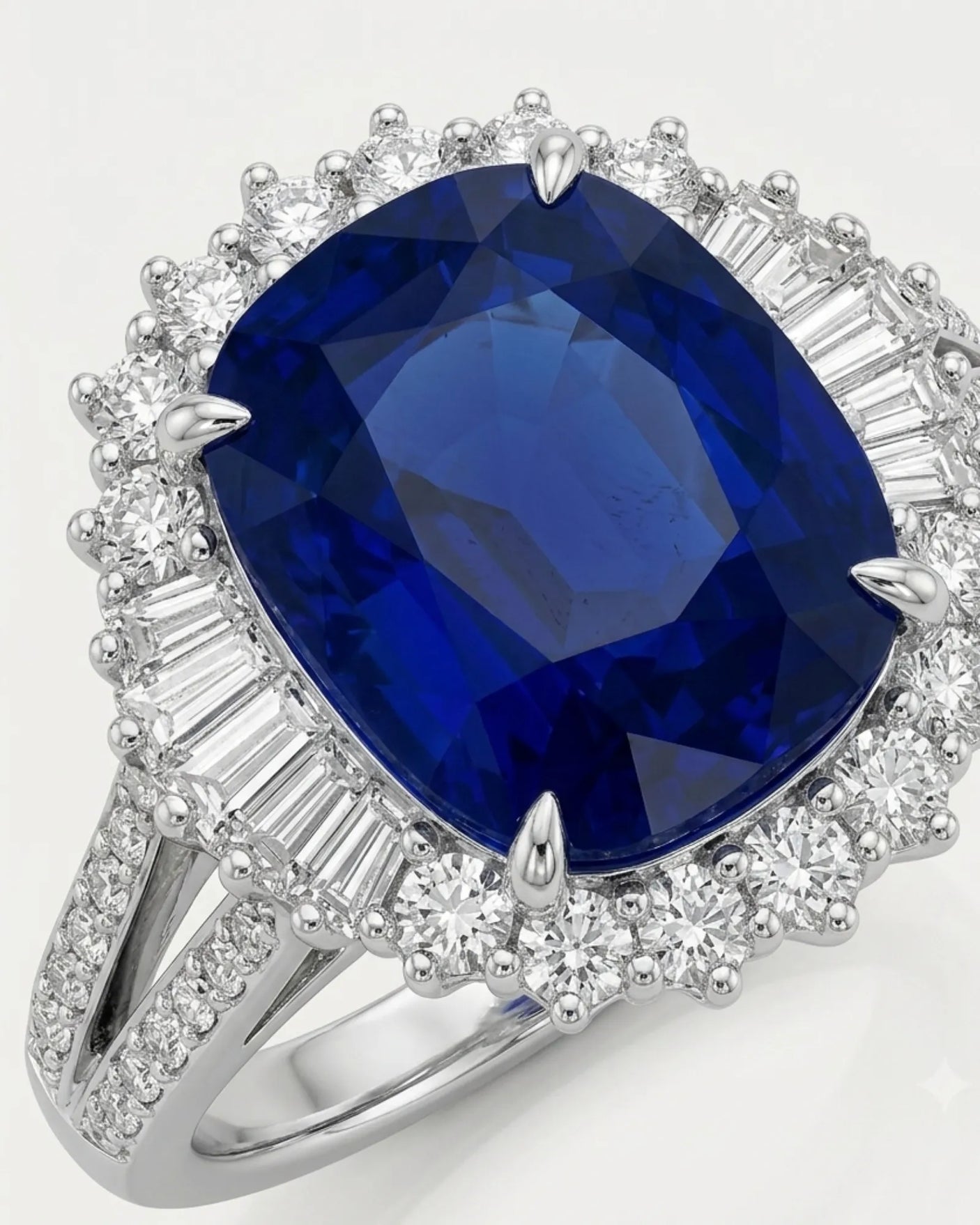 Platinum sapphire engagement ring designed for a confident proposal and enduring heirloom presence | SARATTI
