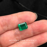 2.66 Carats Step Cut Muzo Green Natural Emerald Gemstone