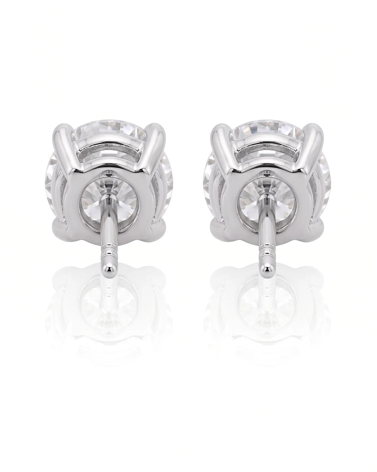 1.00 ct. tw. lab-grown round diamond four-prong studs in 18K white gold, alternate view | SARATTI