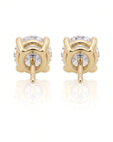 2.00 ct. tw. lab-grown round diamond four-prong studs in 18K yellow gold, side profile | SARATTI