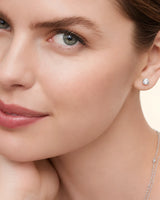 2.00 ct. tw. lab-grown round diamond four-prong studs in platinum, side profile | SARATTI
