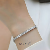 Princess Cut Moissanite Bracelet in 925 Sterling Silver on Model | Saratti Jewelry