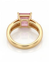 Princess-cut pink tourmaline ring with round brilliant diamonds in 18K yellow gold -- SARATTI