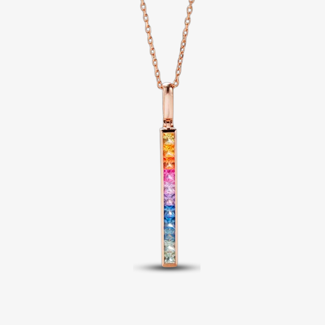 Prism Cascade - Rainbow Sapphire Pendant in 18K Gold