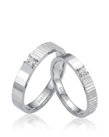 Prism Radiance natural diamond his and hers wedding bands in polished 18K white gold | SARATTI