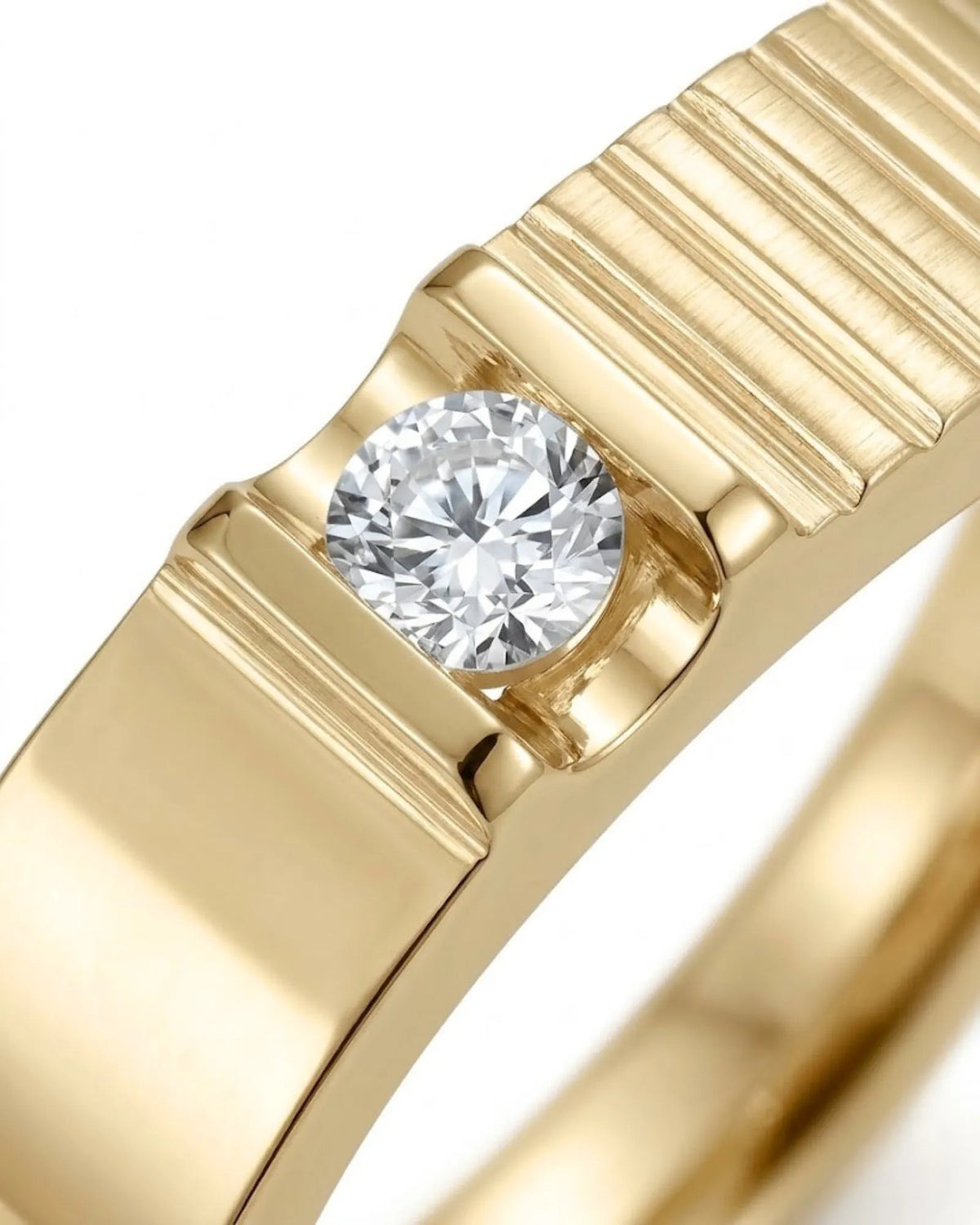 Prism Radiance natural diamond his and hers wedding bands in polished 18K yellow gold | SARATTI