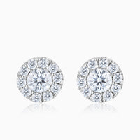 Halo Diamond Earrings in 18K White Gold