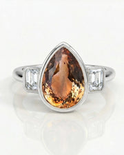 Protective Build My Ring bezel for pear-shaped Natural Imperial Topaz | SARATTI