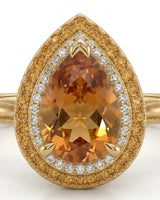 Protective pear-cut Topaz setting-only design with milgrain gold band | SARATTI