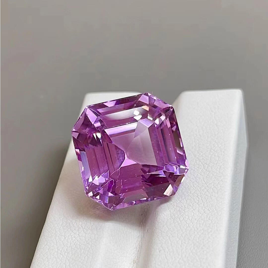 Purplish Pink Asccher Cut Heirloom Natural Kunzite Gemstone | Saratti Gems