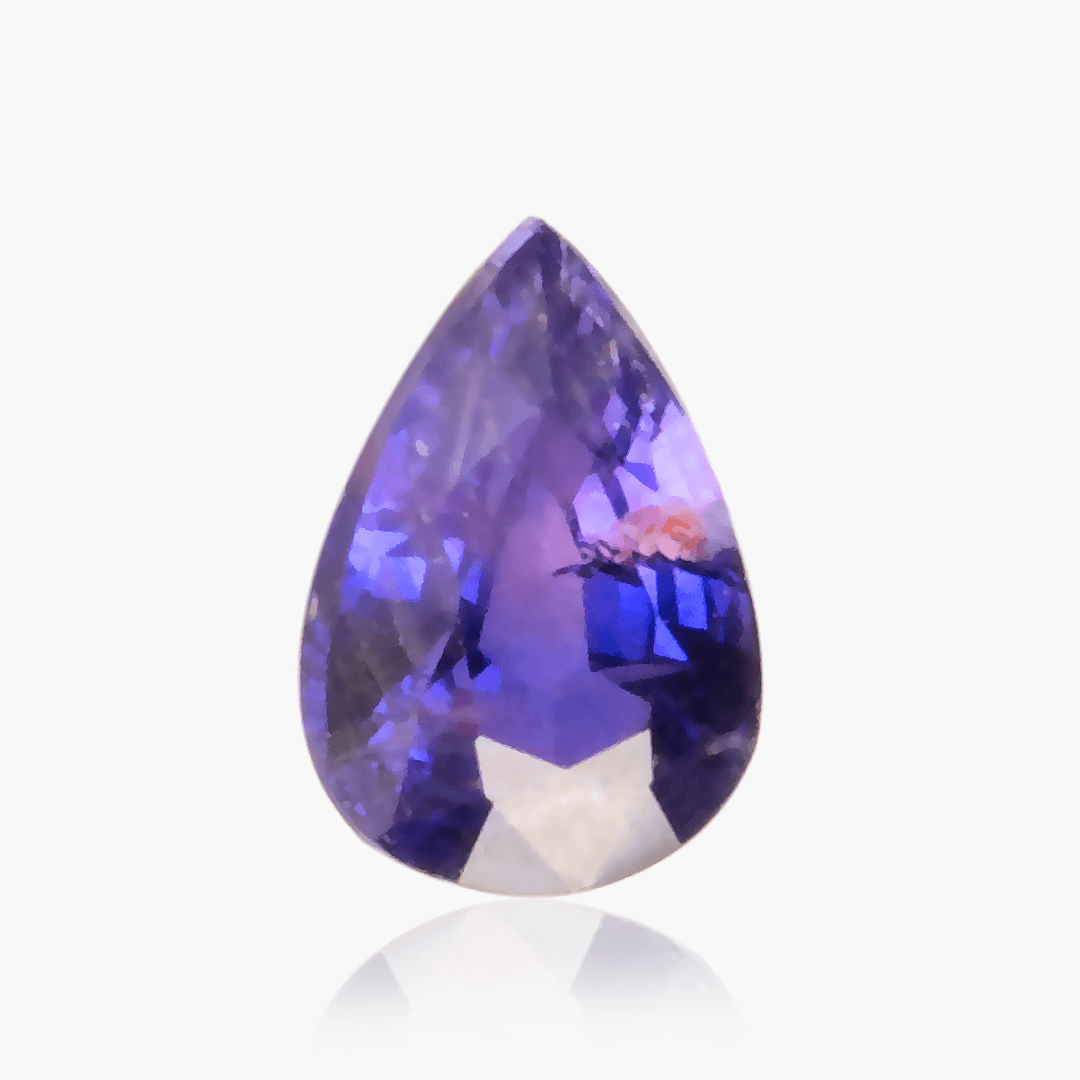 0.77 ct Unheated Pear-Shaped Purplish Sapphire