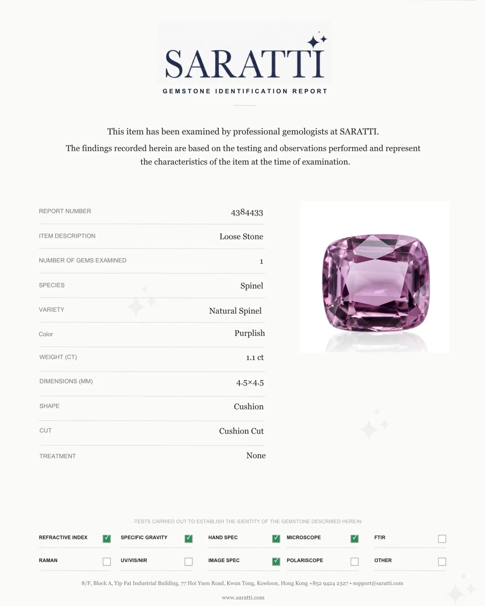 Purplish Spinel measuring 4.5 x 4.5mm loose stone | SARATTI