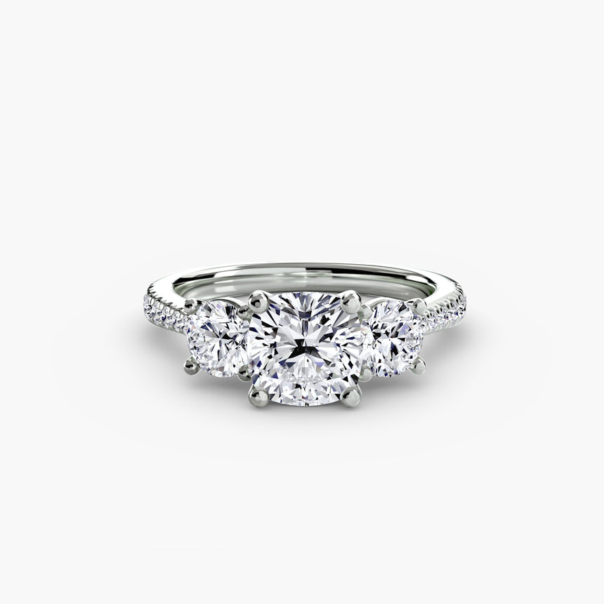 ÉTERNITÉ Three Stone Setting with Pave´ Band