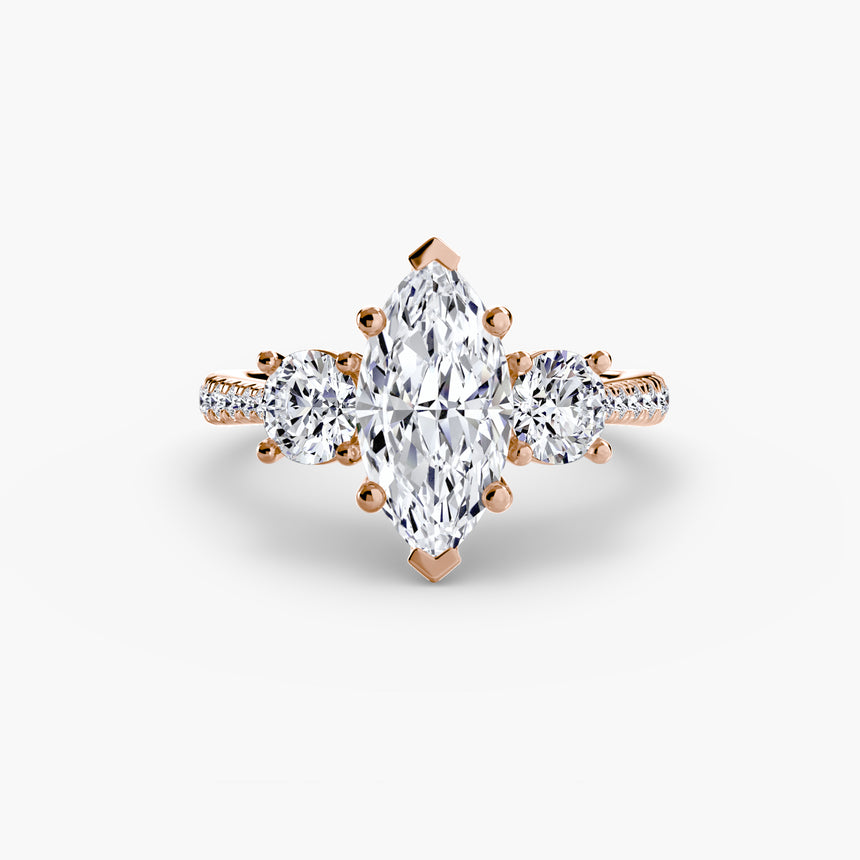 ÉTERNITÉ Three Stone Setting with Pave´ Band
