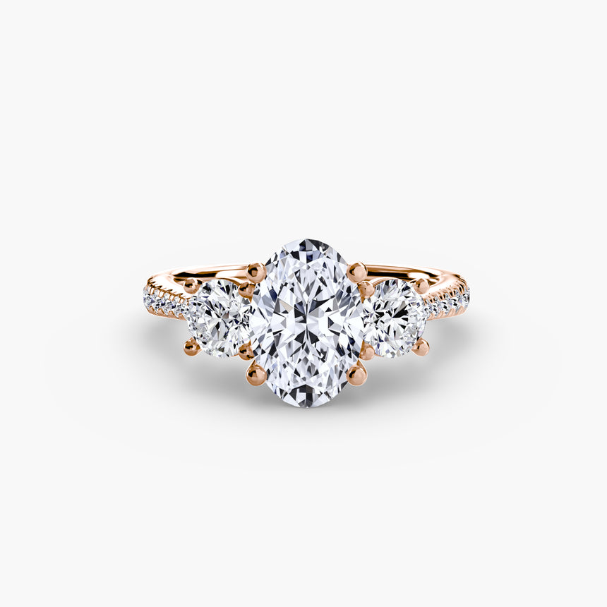 ÉTERNITÉ Three Stone Setting with Pave´ Band