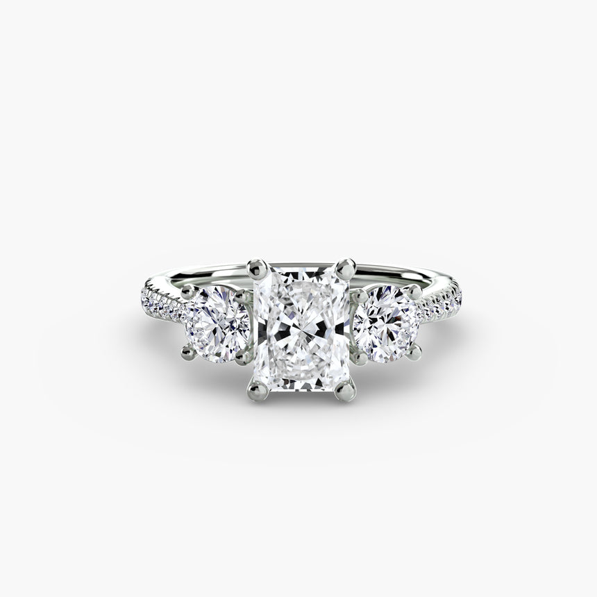 ÉTERNITÉ Three Stone Setting with Pave´ Band