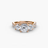 The Trilogia Pavé Three-Stone Ring Setting