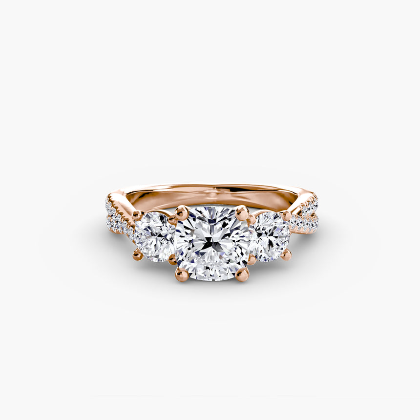 The Trilogia Pavé Three-Stone Ring Setting