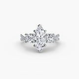 Marquise three stone pavé engagement ring setting yellow gold | SARATTI