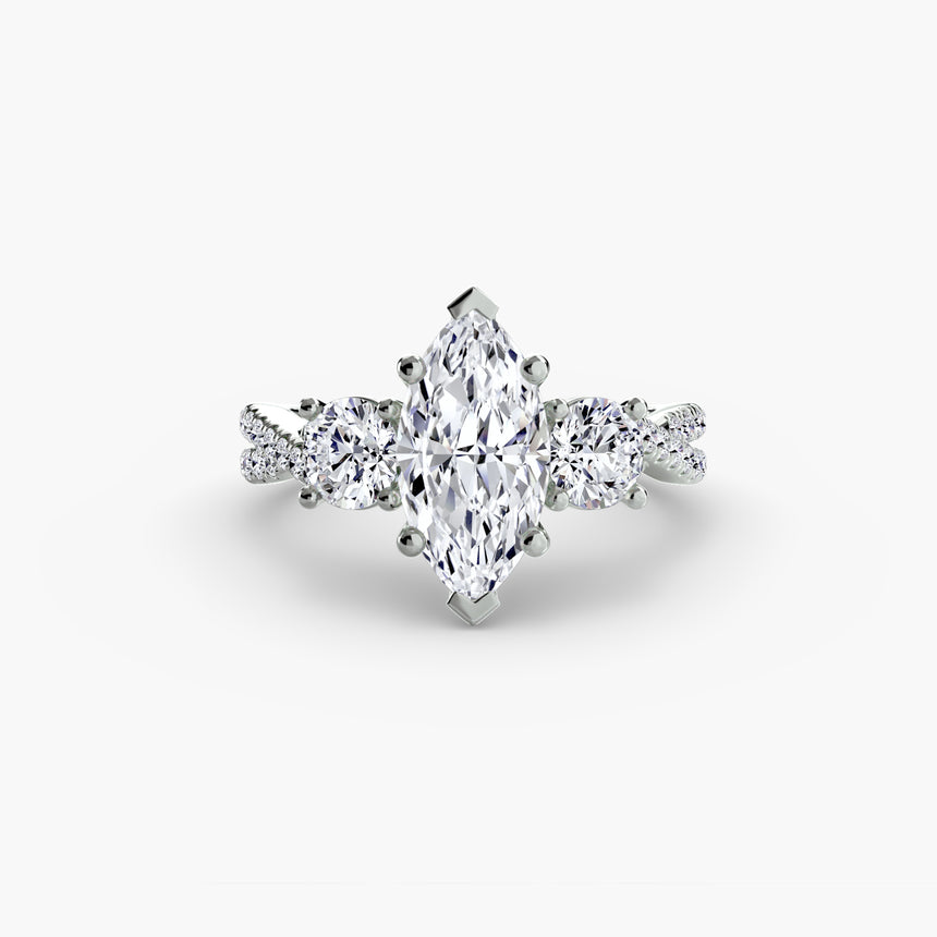 The Trilogia Pavé Three-Stone Ring Setting