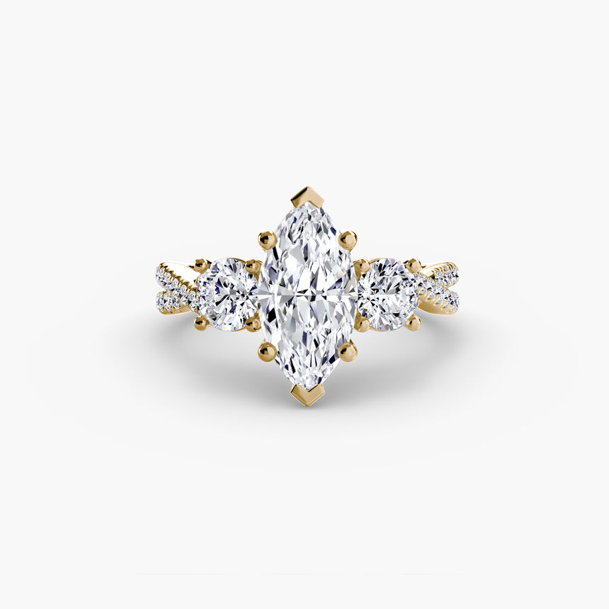 The Trilogia Pavé Three-Stone Ring Setting