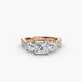 The Trilogia Pavé Three-Stone Ring Setting