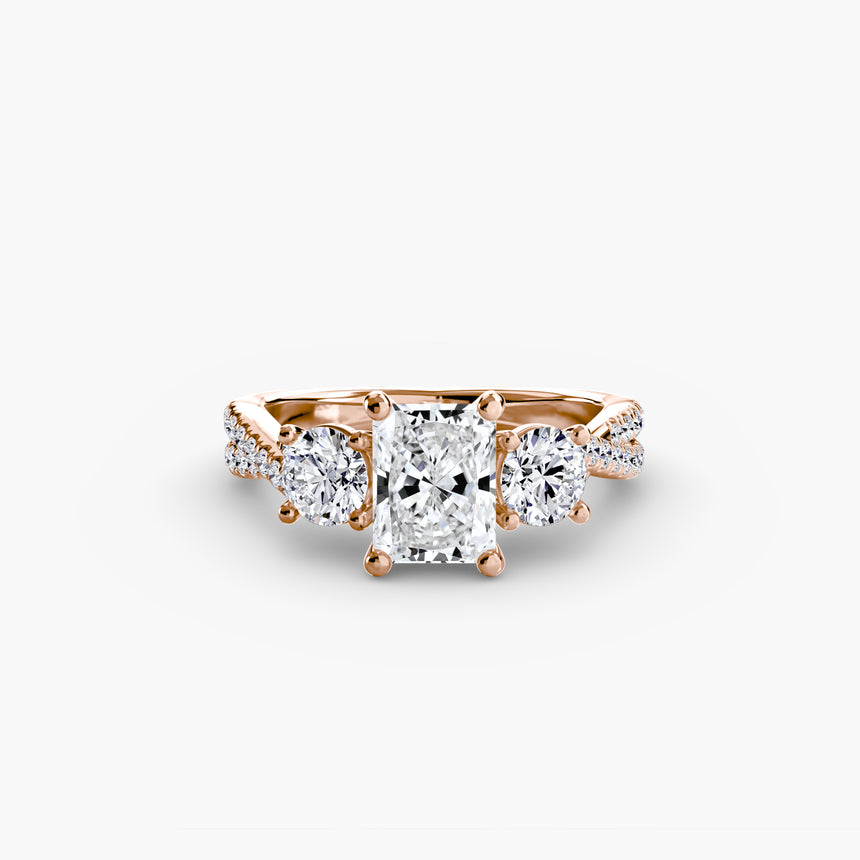 The Trilogia Pavé Three-Stone Ring Setting