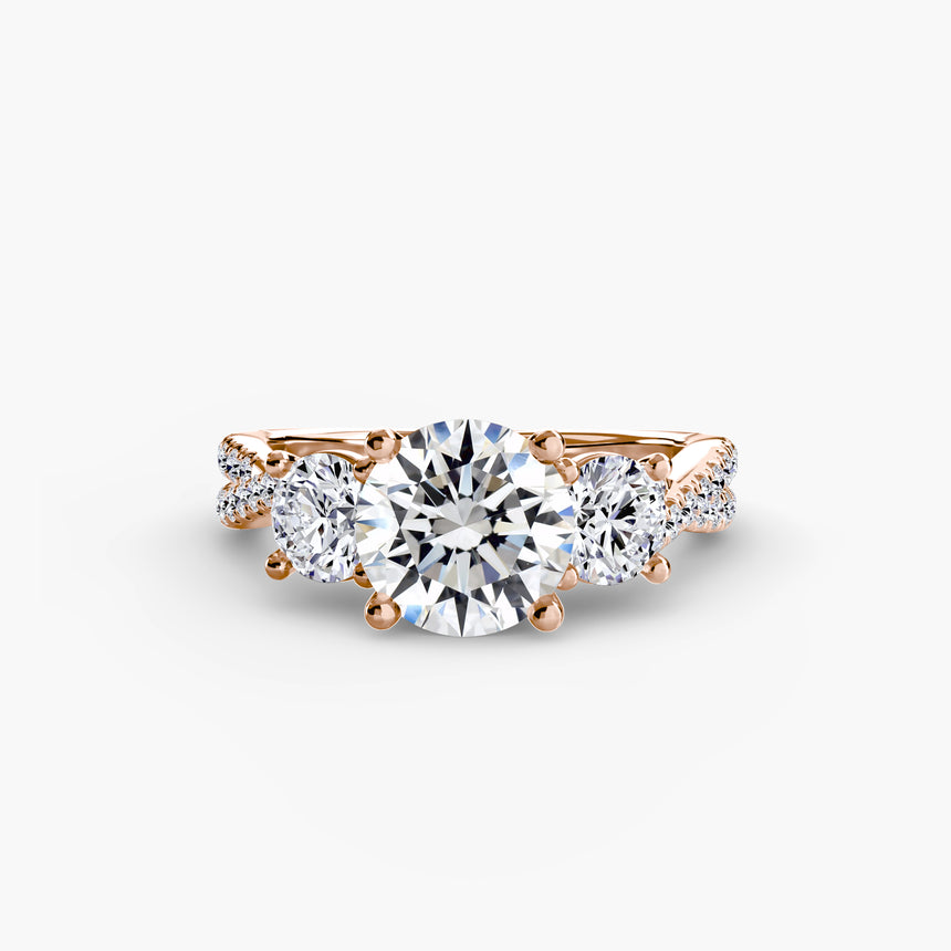 The Trilogia Pavé Three-Stone Ring Setting