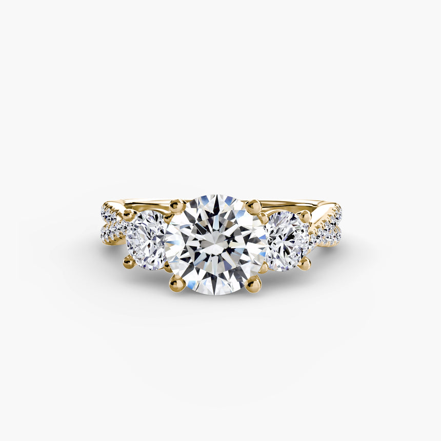The Trilogia Pavé Three-Stone Ring Setting