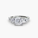 Imperial II Setting Three-Stone Ring with Pavé Band