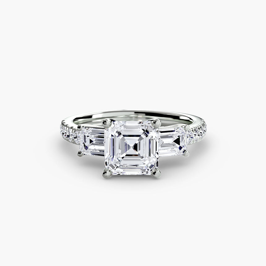 Imperial II Setting Three-Stone Ring with Pavé Band