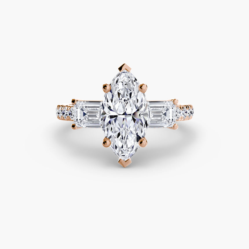 Imperial II Setting Three-Stone Ring with Pavé Band