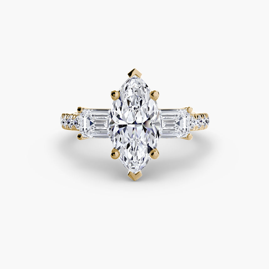 Imperial II Setting Three-Stone Ring with Pavé Band