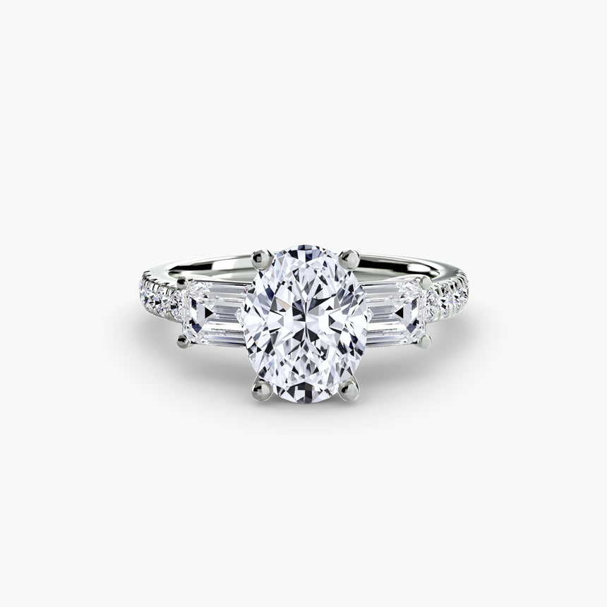 Imperial II Setting Three-Stone Ring with Pavé Band