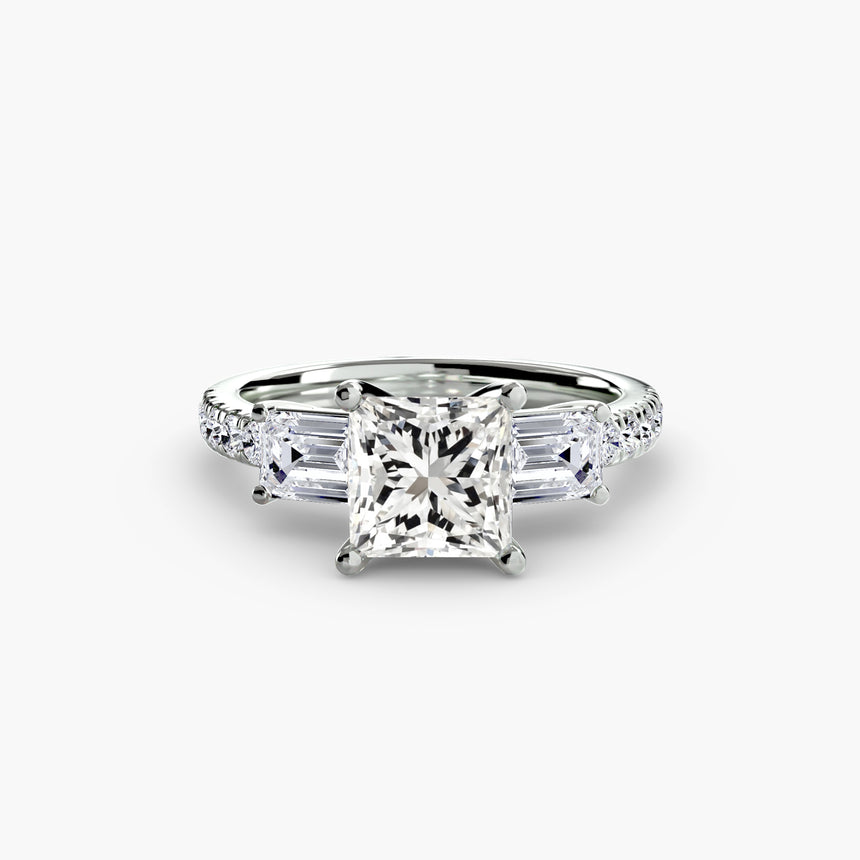 Imperial II Setting Three-Stone Ring with Pavé Band