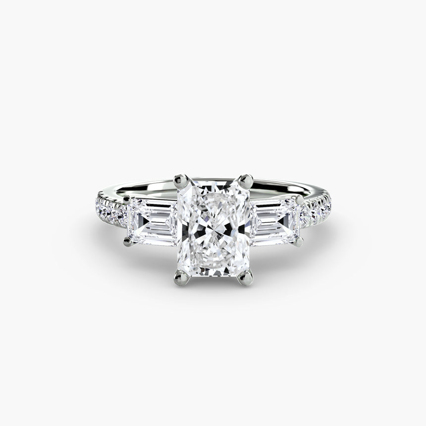 Imperial II Setting Three-Stone Ring with Pavé Band