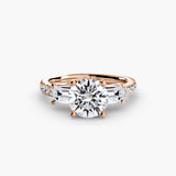 Imperial II Setting Three-Stone Ring with Pavé Band