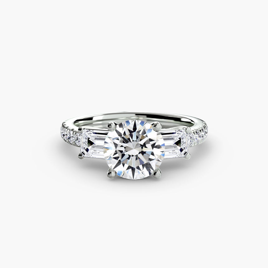 Imperial II Setting Three-Stone Ring with Pavé Band