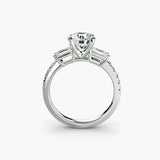 Diamond ring with a clear gemstone on a white background
