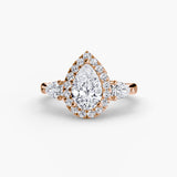 Custom pear halo engagement ring mount | SARATTI