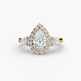 Pear shaped halo diamond ring setting | SARATTI