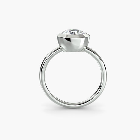 Solara Setting Round – 18K White Gold Front View | SARATTI