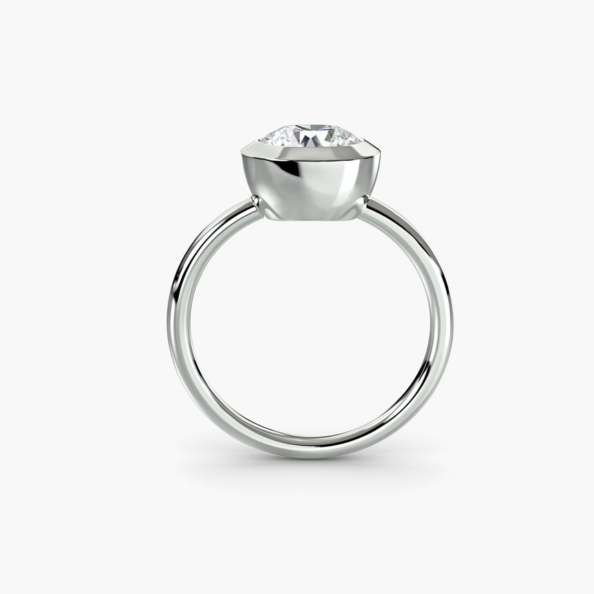 Solara Setting Round – 18K White Gold Front View | SARATTI