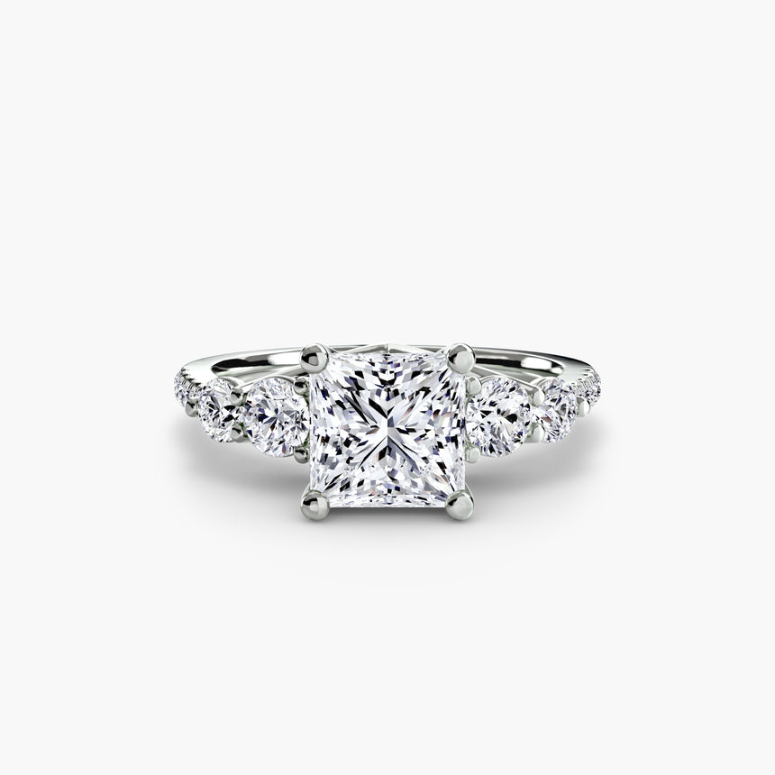 Five Stone Ring with Pavé Band