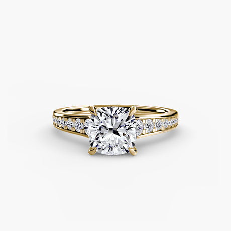 CÉLESTE – Cushion Cut Pavé Solitaire Ring Setting – Yellow metal view | SARATTI