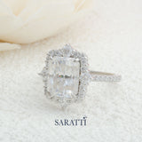 Radiant Diamond with Scalloped Halo Band | Saratti