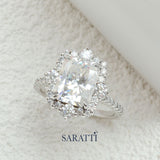 Radiant Diamond Snowflake Halo Ring in Platinum | Saratti