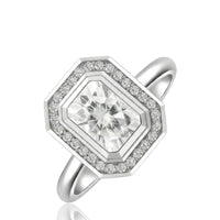 Brielle • Radiant Cut Moissanite White Gold Bezel Ring