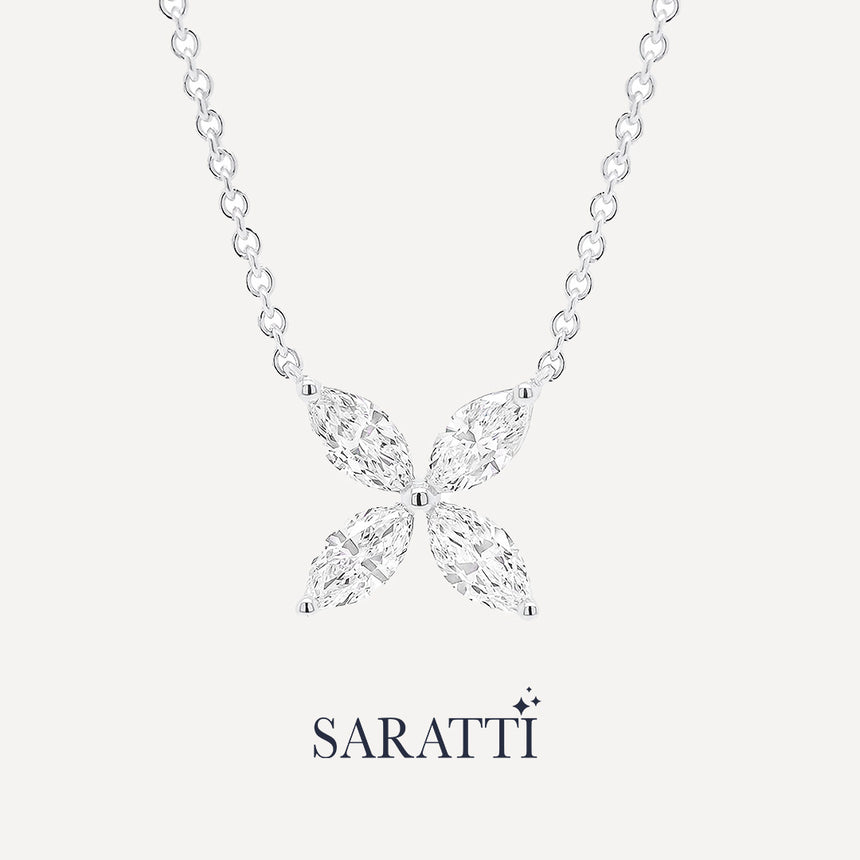 Delicate platinum snowflake diamond pendant ready to ship | SARATTI